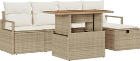 vidaXL Set de canapele pentru grădină 6 pcs Bej poliratan