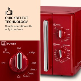 Klarstein Caroline, cuptor cu microunde 20l 700/1000 W Ø 25.5 cm QuickSelect retro roșu