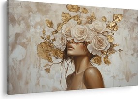 Tablou - Fată cu Trandafiri (90x60 cm)