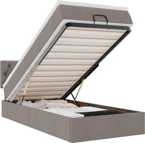vidaXL Cadru de pat otoman cu saltea Taupe 90x190cm Material