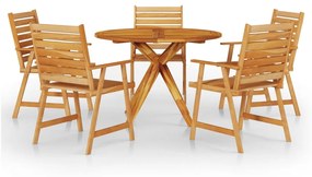 Set mobilier de gradina, 6 piese, lemn masiv de acacia O 110 cm masa, 6