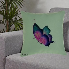 Perna Decorativa Fluture Neon, 40x40 cm, Verde, Husa Detasabila, Perna Inclusa, BEKZ®