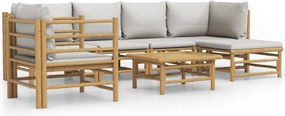 vidaXL Set mobilier de grădină cu perne gri deschis, 7 piese, bambus