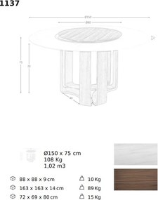 Masa rotunda deosebita design LUX Porcelain Marble 150cm