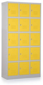 Dulap metalic - 15 cutii, 90 x 40 x 185 cm, blocare, galben - ral 1023