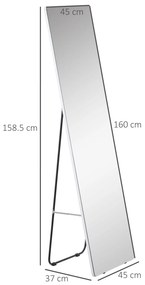 HOMCOM Oglinda de toaleta, suspendata sau inclinata, din aliaj de aluminiu, argintiu