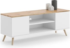 Comodă TV, 155x40x50cm, Petra, ADRK Furniture (Culoare: Alb / Sonoma)