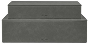Cutii de depozitare gri-antracit 2 buc. din piele artificială cu capac, decorative 40x30x11 cm Sahla – Blomus
