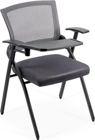 Scaun conferință gri HRC 603 pliabil cu măsuță rabatabilă și mesh