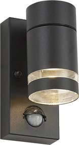 Lampă modernă de perete pentru exterior neagră IP44 cu senzor de mișcare - Ensam