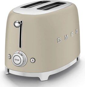 Prajitor de paine SMEG 50's Style TSF01MLMEU, 950 W, 2 felii, 6 trepte, Tava pentru firimituri, Cablu integrat, Otel inoxidabil, Bej