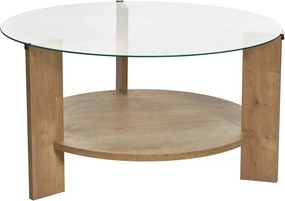 Masuta cafea CLARA, stejar, PAL/sticla, 75x75x40 cm