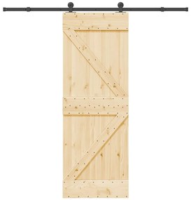 vidaXL Ușă glisantă cu set de feronerie 70x210 cm, lemn masiv de pin