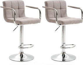 Set 2 buc, scaun de bar, material textil gri-maro taupe/crom, LEORA 2 NEW