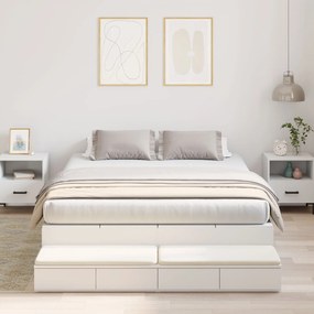 vidaXL Cadru de pat cu depozitare Alb 160x200 cm