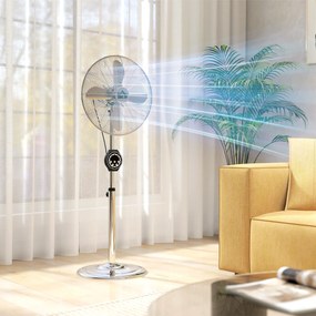 HOMCOM Ventilator pe picior cu înălțime reglabilă 120-135 cm, oscilație 75°, temporizator 7,5H, telecomandă, mod somn, argintiu | Aosom Romania