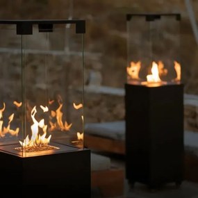 Șemineu de exterior pe gaz Planika Faro GAS 142x36 cm 8kW negru + capac de protecție