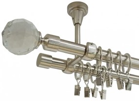 Galerie dubla kula crystal prindere tavan 19 mm inox (Alege marime: 120 cm)