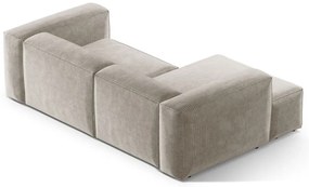 Colțar bej cu tapițerie din catifea reiată (cu colț pe partea stângă/cu șezlong) Bergamo – Cosmopolitan Design