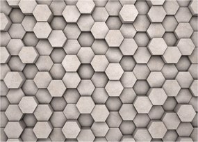 Tablou pe sticlă - Hexagoane design beton (70x50 cm)