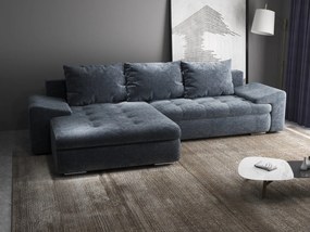 Colțar extensibil dumonde cu ladă de depozitare si sezut confortabil din spuma high-density, Leonardo Euphoria Grafit 260x185 cm