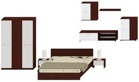 Set dormitor Luiza + living Madrid, culoare magia (wenge) / alb, cu pat standard 140 x 200 cm