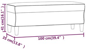 Banca, gri inchis, 100x35x41 cm, catifea Morke gra, 100 x 35 x 41 cm