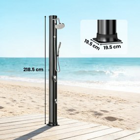 Outsunny Duș solar 40 L Duș de grădină cu duș de mână, cap de duș, robinet, temperatură reglabilă | Aosom Romania