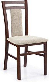Scaun tapitat HUBERT 8, bej/nuc, stofa clasica/lemn, 45x51x90 cm