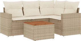 vidaXL Set canapele de grădină cu perne, 5 piese, bej, poliratan