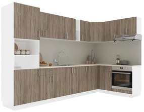 Set Bucatarie Colt Karo V35, Stejar Sonoma Inchis/Alb, Blat Thermo 28 mm, L 320 x 160 cm