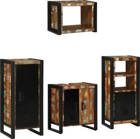 vidaXL Set de mobilier pentru baie cu raft 4 pcs Lemn recuperat masiv