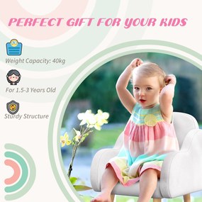 ZONEKIZ Fotoliu pentru copii cu brațe în formă de nor, cu picioare înclinate și material textil, 46 x 51 x 55 cm, alb | Aosom Romania