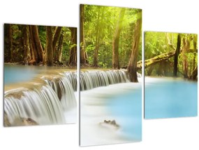 Tablou cu cascada Huai Mae Kamin în pădure (90x60 cm)