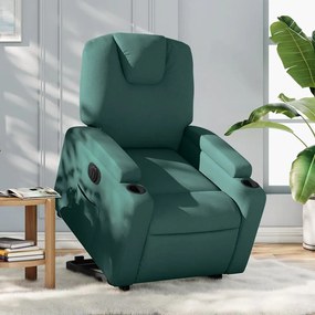 vidaXL Fotoliu electric rabatabil cu ridicare, verde închis, textil