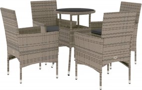 vidaXL Set mobilier de grădină cu perne 5 piese gri poliratan & sticlă