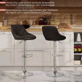 MIADOMODO Scaun de bar 2pcs, fără cotieră, negru