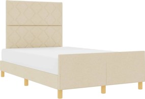 vidaXL Cadru de pat cu headboard Crem 120 x 200 cm țesătură