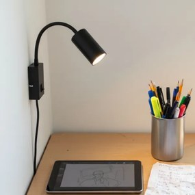 Lampă de perete flexibilă ROBBY 1xGU10/25W/230V neagră Globo 57911WB