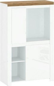 Comoda VIGO 2D, alb lucios/stejar wotan, PAL laminat, 98x42x157 cm