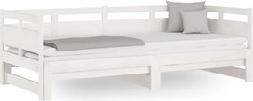 vidaXL Pat de zi extensibil, alb, 2x(80x200) cm, lemn masiv de pin