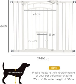 PawHut Uşa de Siguranţă pentru Câini, Barieră pentru Animale de Companie cu Ușă Mică pentru Pisici, 74-100x76 cm, Alb | Aosom Romania