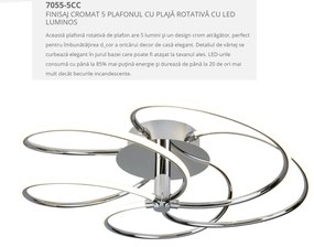 Lustra LED aplicata design modern 56cm Bardot 43W 7055-5CC SRT