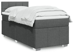 vidaXL Pat box spring cu saltea, gri închis, 80x200 cm, textil