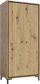 Dulap PARII PA01, stejar artisan, PAL laminat, cu 2 usi, 89x54x196 cm