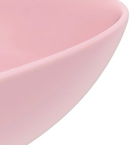 Chiuveta de baie, roz mat, ceramica, rotund matte pink