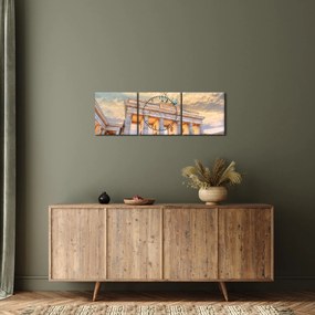 Tablou - Poarta Brandenburg, Berlin, Germania (cu ceas) (90x30 cm)