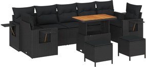 vidaXL Set de canapele pentru grădină 10 pcs Negru poliratan