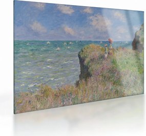 Tablou pe sticlă - Claude Monet, Cliff Walk at Pourville, reproducere (70x50 cm)