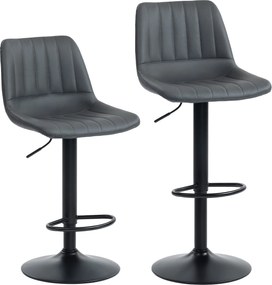 HOMCOM Set 2 taburete bar în design retro, cu suport pentru picioare, reglabil pe înălțime, 43 cm x49,5 cm x 111 cm | Aosom Romania